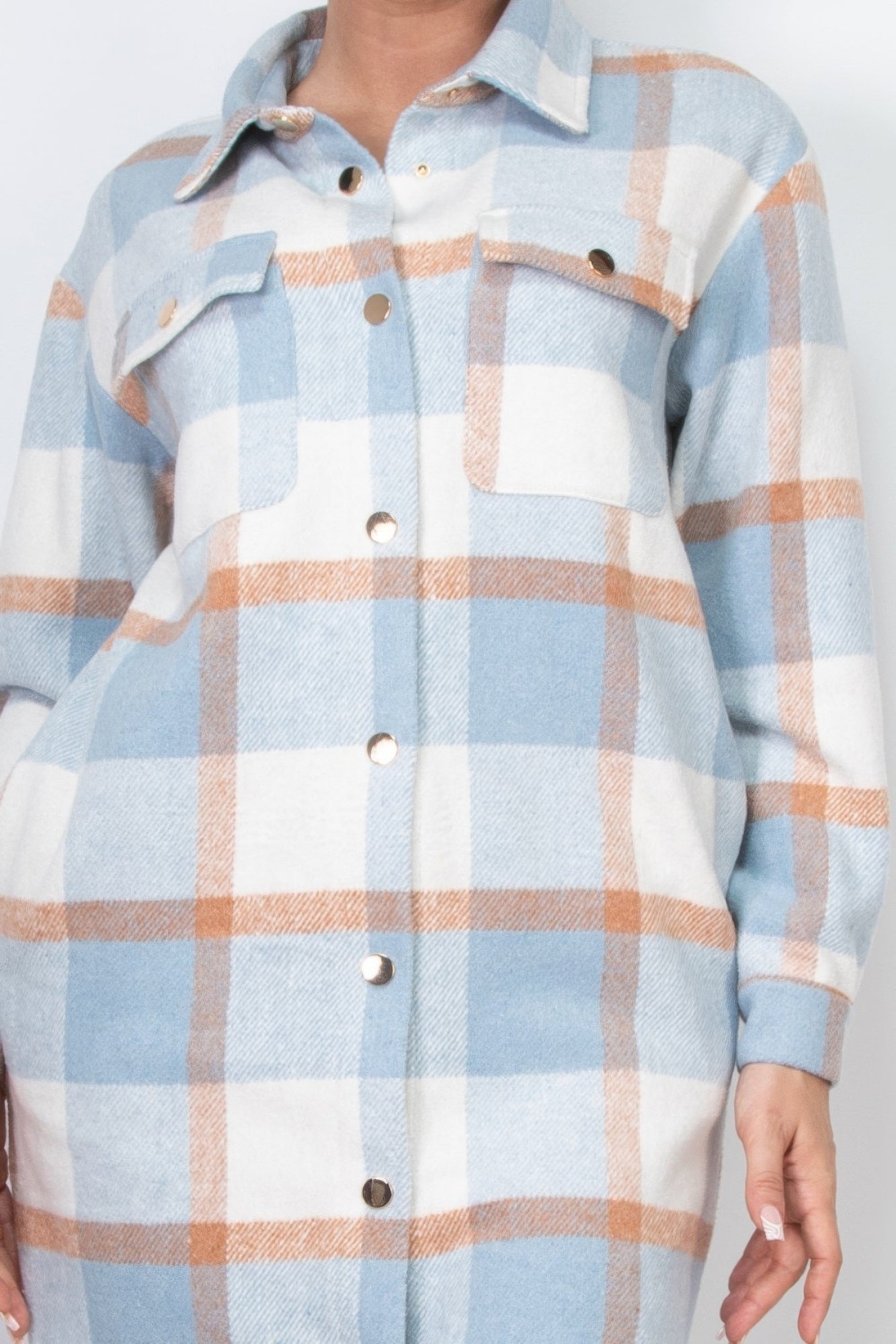 LIGHT BLUE PLAID SHACKET